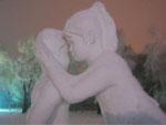 Boy and Girl snow sculpture