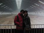 Obligatory photo of Sonya and myself infront of the Warriors