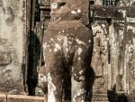 Lion stone sculpture with Bayon marking