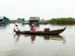 Young boy and woman on boat