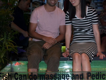 Sonya and Travis visiting Doctor Fish