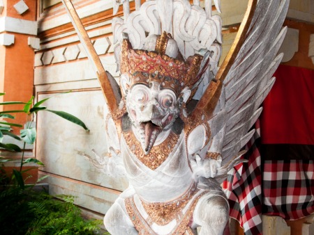 Sculpture representing the Hindu god Garuda at the Neka