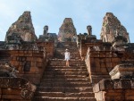 Sonya on the stairs of Pre Rup