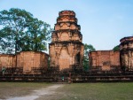 A small 10th-century temple consisting of five reddish brick towers