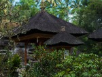 The palm thatched roofs of the temples