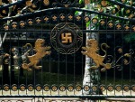 Temple gates, notice the lions and Swastikas