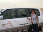 Sonya and with the Oasis Palm desert safari vehicle