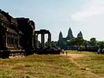 View of the northern library with Angkor Wat temple in the background