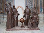 Sculpture of Kazizoda Rumi, Mirzo Ulughbek, Ghiyasiddin Jamshed, Muhammad Khavofi and Ali Kushchi at scientific discussion