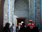 One of the many highly mosaiced tombs at Shahi-Zinda
