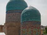 Turquoise domes of two tombs at Shahi-Zinda