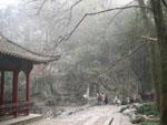 Tourists wandering the grottos of the Lingyin temple
