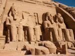 Four colossal statues of Ramesses II outside the Great Temple