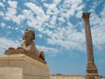 Pompeys Pillar with one of the two Sphinxes