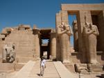 Ramesseum Temple - Sonya standing on the ramp to the Great Hypostyle Hall