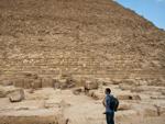 Travis in awe at the size of Pyramid of Khafre