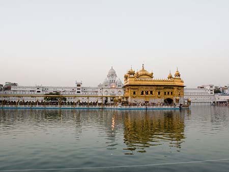 The Harmandir Sahib with clock tower in the background