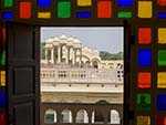 Stained glass windows found in may rooms of the Hawa Mahal