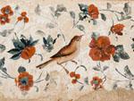 Painting of bird and flowers on walls of Hasht Behesht Palace