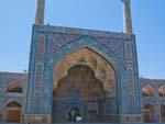 The Persian blue mosaic facade of Jameh Mosque