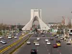 Azadi Tower visible on approaching Tehran
