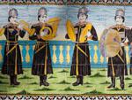 Musicians painted on the tiles found in Golestan Palace