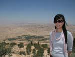 Mount Nebo Madaba - Sonya with the Holy Land behind