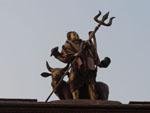 Hindu deity Shiva holding trident and transport of Nandi the bull