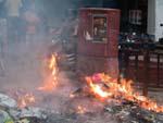 Garbage lit on fire, a commonality to dispose of waste