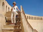 Sonya at the Nizwa Fort's central tower