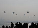 Military helicopters over the Arabian gulf