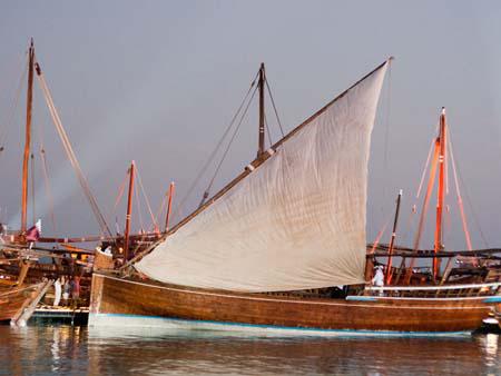 Dhow with half-mast sail