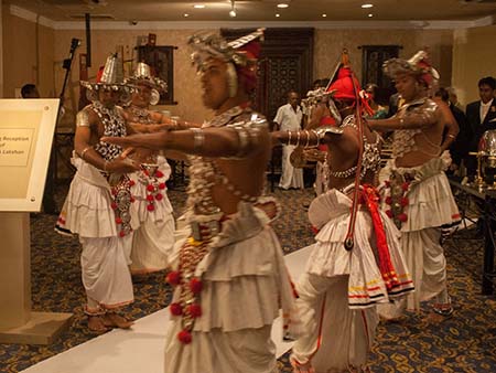 Traditional dancers welcoming the groom and bride