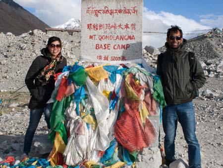 Sonya and Travis at the Everest Base Camp market, 5200 metres