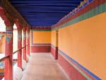 A colourful hallway at Drepung Monastery