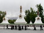 Three Stupa (Chorten) outside the Potala Palace grounds