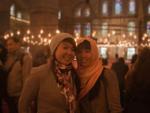 Sukey and Sonya inside the Blue Mosque